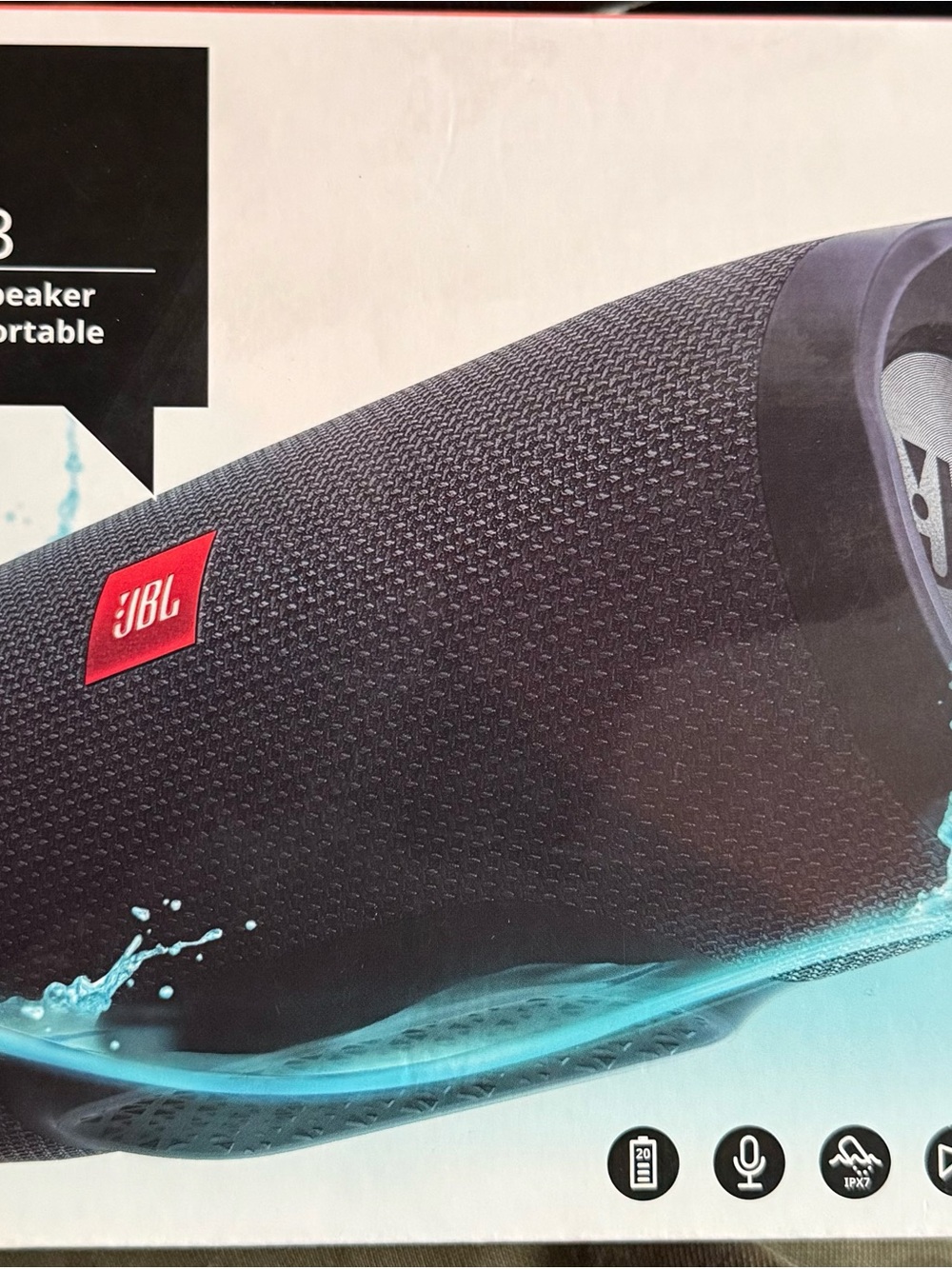 JBL Black Portable Bluetooth Speaker with Red Logo